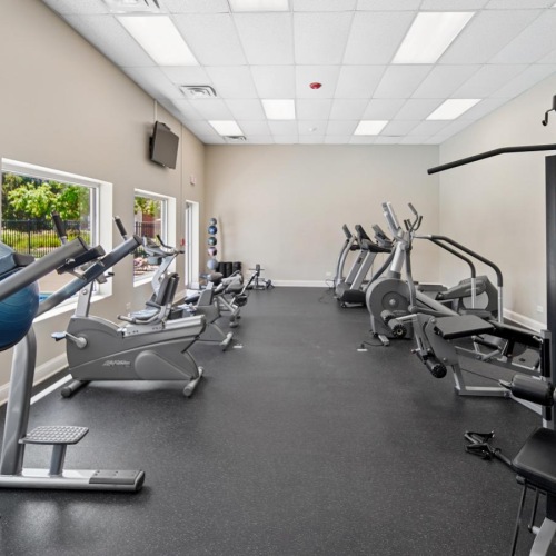 a gym with exercise equipment